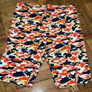 Orange camo biker shorts